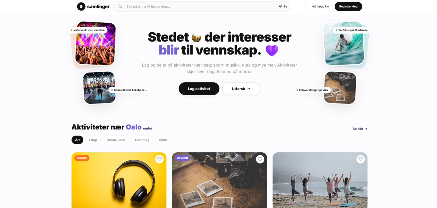 Samlinger – fullstack plattform som samler folk rundt felles aktiviteter